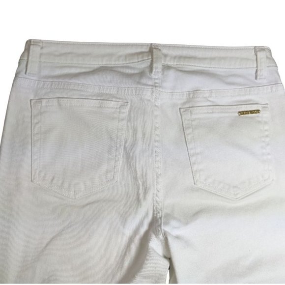 Women's Boot Cut / Flare Slit White Michael Kors Stretch Jeans Size: 8 - Picture 6 of 11